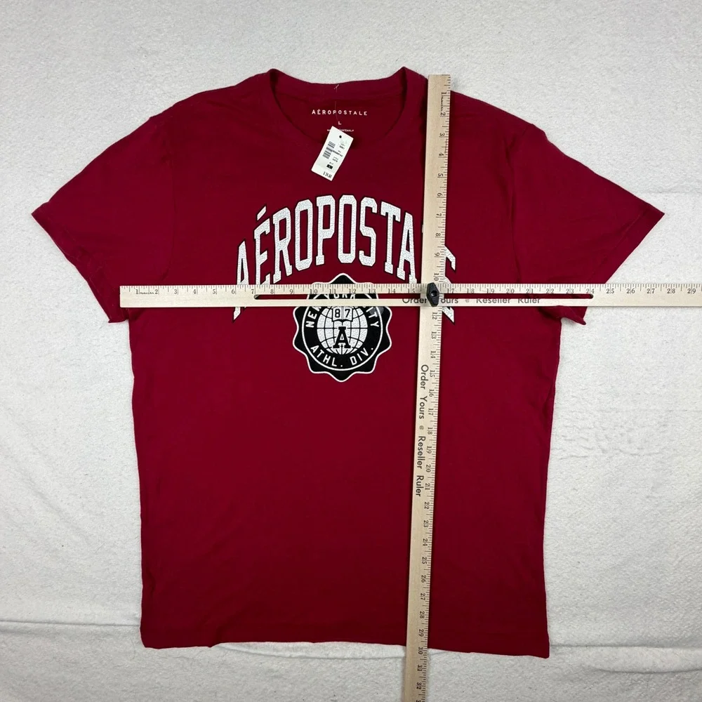 Aeropostale Mens Red Graphic T-Shirt NYC Athl Div Logo Tee Size L 5478